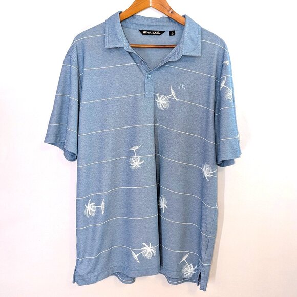 Travis Mathew Men’s | Pima Cotton Blend "Baumen Around" Golf Polo Blue Palm | XL - Picture 5 of 14